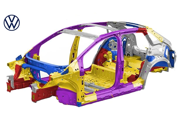 Breakdown of Volkswagen Body-in-White: Mild-High-Strength-Hot-Formed Steel & Aluminum Application